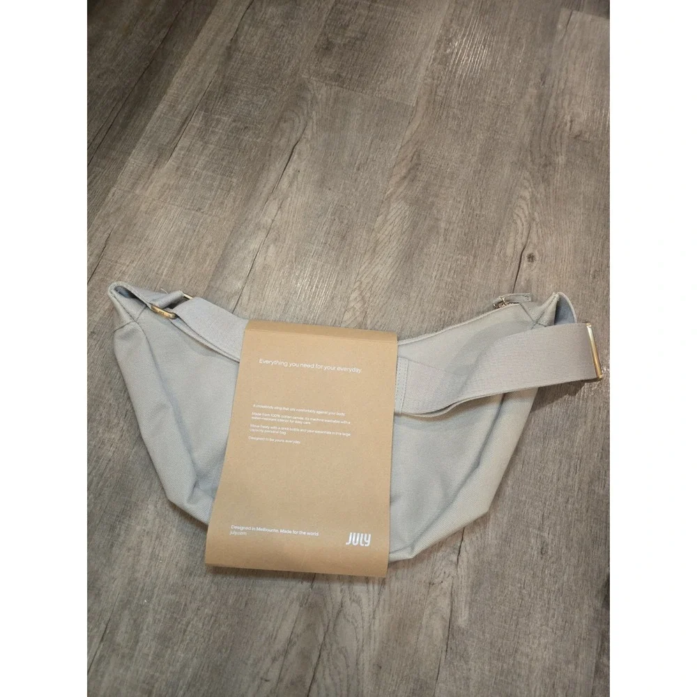 NWT July‎ Everyday Crescent Bag Canvas Purse Taupe Khaki Crossbody Sling